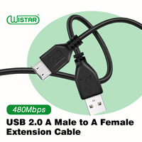 Câble USB Type A OEM en gros WISTAR, câble USB 2.0 A mâle vers A femelle personnalisé de 1,5 m, câble d'extension USB à charge rapide, câble de données