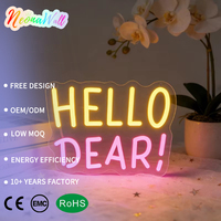 Letrero Luminoso LED Acrílico Neonawall Hello Dear, Luz de Pared con Clasificación IP65 para Hogar, Bar, Cafetería, Bodas, Fiestas, Dormitorio, Regalo, Día de San Valentín