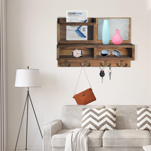 Trang Trí Thông Và Kim Loại Chủ Chìa Khóa Thư Tổ Chức 20lbs Tải Treo Tường Áo Giá Với Lưu Trữ - Product Image 6