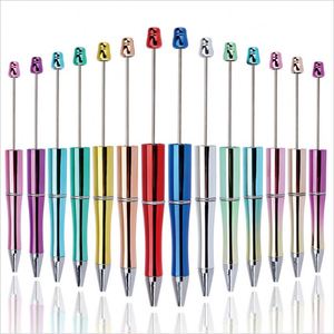 Custom Logo Funny Colorful UV Plating <b>Plastic</b> <b>Beaded</b> Gradual Color Spot DIY <b>Beaded</b> Ballpoint Pen - Product Image 4