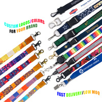 Lanières de cou personnalisées en polyester, sublimation, logo personnalisé imprimé, lanières de cou en polyester, lanières de cou avec sangle, pas de commande minimum