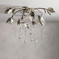 Médiéval français rétro argent fleur encastré lustre salon chambre américain simple étude restaurant plafonnier