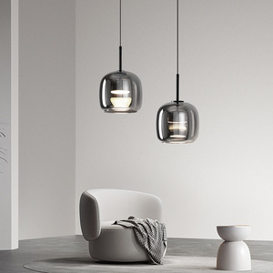 Modern Minimalist Pendant <b>Light</b> Round Glass Led Bedroom <b>Dining</b> Room Lighting Fixture Single Head Chandelier Zhongshan Origin - Product Image 1