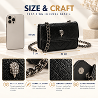 Sac à bandoulière tendance en PU effet serpent avec chaîne, mini sac à rabat avec fermoir en cristal pour femme, idéal pour les fêtes, mariages et usage quotidien