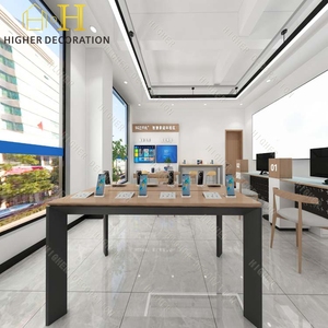 Moderno teléfono móvil tienda de diseño personalizado de alta calidad de <span class=keywords><strong>madera</strong></span> de Metal teléfono Display mesa de mostrador para teléfono celular Display Showcase - Product Image 1