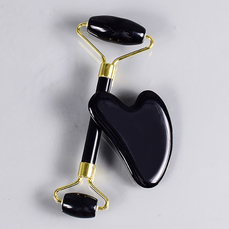 Rullo di ossidiana nera e cuore Gua Sha (senza scatola)