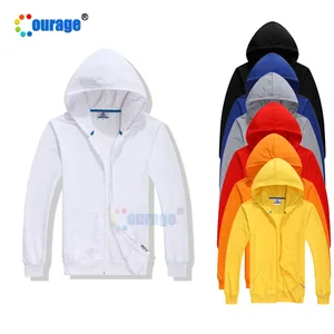 โรงงานขายส่งที่กำหนดเองการพิมพ์กีฬาแขนยาว Zipper Hoodies สำหรับชาย