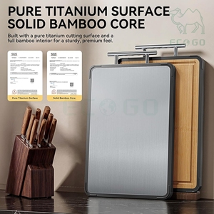 Tablas de Cortar de Metal Personalizadas de Doble Cara, Tabla de Cortar de Bambú y Titanio para Cocina, Apta para Grabado - Product Image 2