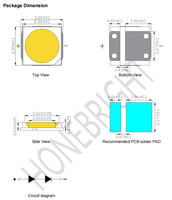HoneBright LED 6V SMD bicolore à double température de couleur (blanc naturel et blanc chaud) CRI80 1 Watt pour éclairage de scène et de cinéma, garantie 3 ans