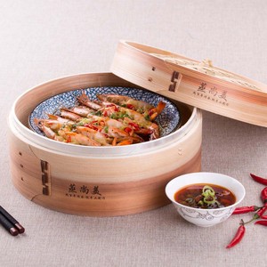 Vaporiera in Legno Profonda con Bordo in Metallo, Cestello in Bambù per Cucinare Ravioli, Dim Sum, Riso, Potstickers e Cibo Asiatico Cinese a Vapore - Product Image 1