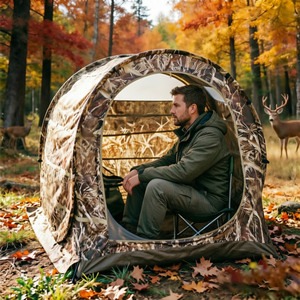 Refugio de Caza de Patos Resistente, Camuflaje de Poliéster 150D/300D/600D, Impermeable 5000+mm, Postes de Fibra de Vidrio de 9.5mm, Ligero - Product Image 1