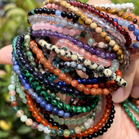 2mm 3mm 4mm Perles de pierre naturelle Agates Oeil de tigre Malachite Turquoises Amazonite Perles rondes pour la fabrication de bijoux DIY Bracelet 15''