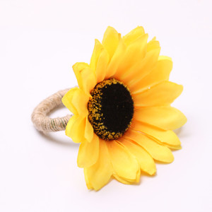 แหวนใส่ผ้าเช็ดปากทำจากสแตนเลสเกรดสูงสำหรับตกแต่งโต๊ะเทศกาลคริสต์มาสลายดอกทานตะวันลูกปัดโลหะรูปแตรหินอ่อนสีทอง - Product Image 6