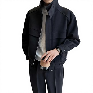 Chaqueta Bomber de Lana Gruesa para Hombre, Estilo Urbano Otoño/Invierno, Corte Holgado, Estilo Coreano, Estilosa y Moderna - Product Image 1