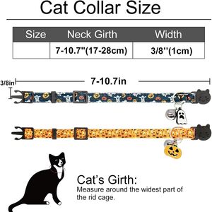 Confezione da 2 pezzi con colletto di Halloween Design con zucca e fascino fantasma arancione e nero per la sicurezza degli animali domestici - Product Image 3