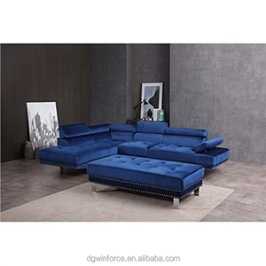 <span class=keywords><strong>Divano</strong></span> <span class=keywords><strong>Angolare</strong></span> a L in Velluto Design Nordico con Chaise Longue Convertibile e Poggiatesta Regolabile per Soggiorno - Vendita Diretta dalla Fabbrica - Product Image 4