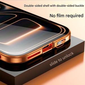 Custodia Magnetica Bifacciale in Vetro Temperato HD con Cornice in Metallo e Protezione per Obiettivo per <span class=keywords><strong>iPhone</strong></span> 17 16 15 14 Pro Max - Product Image 4