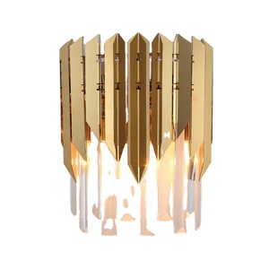 Nuevo diseño moderno minimalista creativo interior Hotel decorativo oro lujo cristal pequeña lámpara de pared para sala de estar - Product Image 5