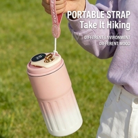 Thermos numérique personnalisé avec logo, 450 ml, affichage de la température LED intelligent, tasse à café en acier inoxydable, sangle de transport, tasse cadeau unisexe moderne