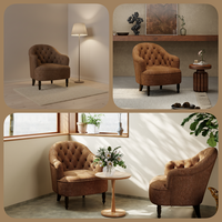 Fauteuil d'appoint en bois de luxe moderne pour salon, avec tissu en similicuir suédé, idéal pour chambre, appartement, hôtel