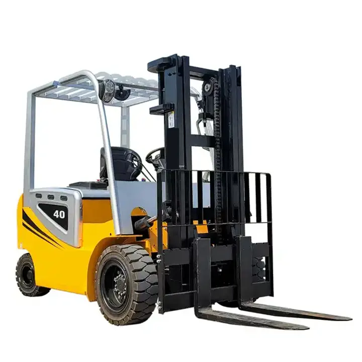 4 meters lifting semi electric pallet stacker walking type electric stacking truck forklift