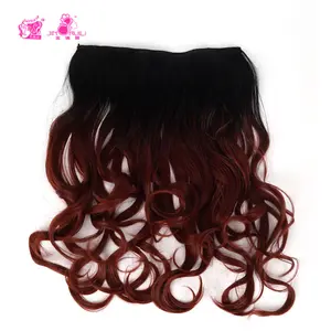 JINRUILI Customizable Natural Wave Wine Red Brown Ombre Synthetic Hair Extension Invisible Clip-in Hair Extension For Woman