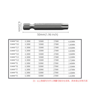 ZHCY Torx <b>Screwdriver</b> <b>Bit</b> S2 Alloy Steel 1/4 Hex Shank Magnetic Industrial Grade - Product Image 2