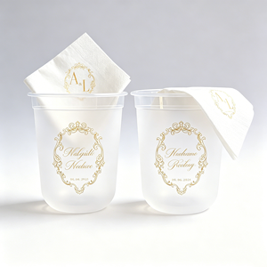 Gobelets en <span class=keywords><strong>plastique</strong></span> PP personnalisés anti-UV, sans BPA, pour stade, avec logo imprimé sur mesure, 8oz, 10oz, 12oz, 16oz, 9oz, gobelets givrés pour mariage, monogramme - Product Image 1