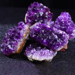 天然迷你紫水晶矿物石英愈合水晶Druzy Geode簇生粗糙宝石家居装饰