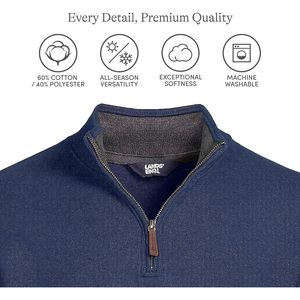 FOXA Bedford Rib Quarter Zip <b>Pullover</b> <b>Sweater</b> Men's 100% Cotton Standard Thickness Regular Sleeve - Product Image 4