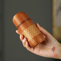 Bouteille isotherme en titane pur, tasse enveloppée de bambou de qualité médicale, gobelet de voyage ultra léger à large ouverture, cadeau