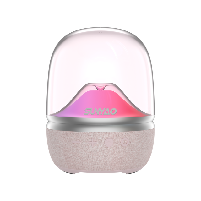 Transparent Dome Bluetooth 5.4 Speaker, RGB Dynamic Gradient Ambient Light , Fabric Texture Desktop Wireless Stereo Speaker,
