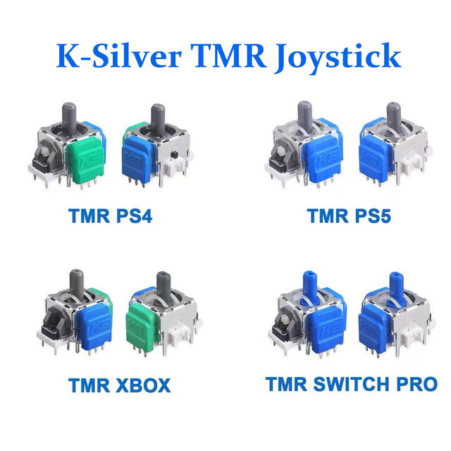 TMR Magnetic Resistance Joystick for PS5 /PS4 Controller K-Silver 3D Analog Stick for Xbox One for Xbox Sensor Module Sticks