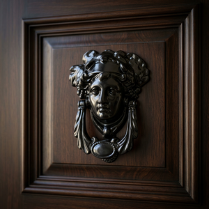 Battant de porte traditionnel en fonte noire, installation par vis, accessoire décoratif pour entrée, pour usage intérieur, villa, hôtel - Product Image 2