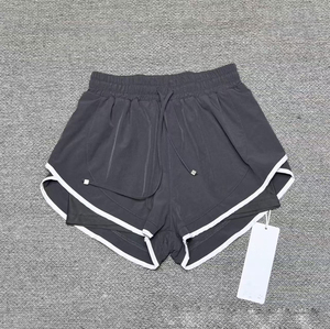 Shorts Deportivos de Doble Capa para <span class=keywords><strong>Mujer</strong></span>, Cintura Alta, Cordón Ajustable, Anti-Transparentes, Secado Rápido, Ribete en Contraste, para Correr, Gimnasio, Yoga y Entrenamiento - Product Image 3