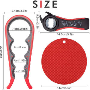 Ensemble d'ouvre-boîtes multifonctionnel pour la cuisine, ensemble de 3 pièces, ouvre-bouteille antidérapant, ensemble d'ouvre-bouteille avec coussin en caoutchouc antidérapant - Product Image 2