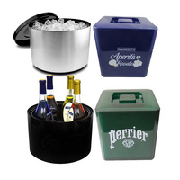 Seau à Glace Rond Galvanisé en Métal 5L Personnalisable avec Ouvre-Bouteille et Poignée pour Bière et Champagne