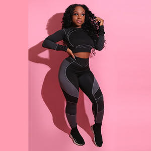 Maglione <span class=keywords><strong>Cardigan</strong></span> in maglia al Neon <span class=keywords><strong>pied</strong></span> <span class=keywords><strong>de</strong></span> <span class=keywords><strong>poule</strong></span> alla moda 2021 set da donna Casual a manica lunga inverno 2 pezzi set da donna - Product Image 2