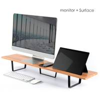 Support d'écran d'ordinateur en bois à double écran extensible et allongé Ergonomie de bureau pour hôtels