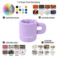 Porte-pinceaux de maquillage esthétique en forme de tasse, organisateur |   Porte-stylos de bureau en tissu matelassé mignon pour femmes |   7-10 jours de camping