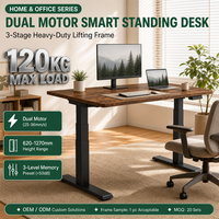 Bureau assis-debout électrique robuste à double moteur dissimulé, 3 niveaux, stable, réglable en hauteur, ergonomique, pour le bureau