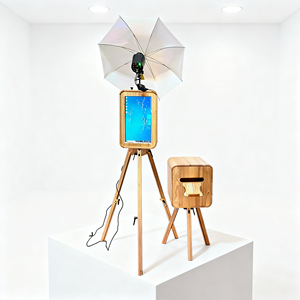 บูธถ่ายภาพงานแต่งงานดีไซน์ใหม่, บูธถ่ายภาพไม้สไตล์เรโทร, บูธถ่ายภาพไม้สองด้านพร้อมขาตั้งเครื่องพิมพ์ <span class=keywords><strong>ราคา</strong></span>ขายส่ง - Product Image 1