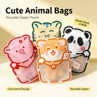 Sacs refermables en forme d'animaux de dessin animé kawaii, sacs d'emballage pour cadeaux et en-cas, pour bonbons, biscuits