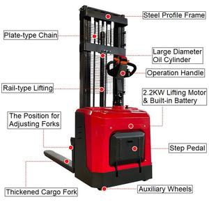 Suministro de fábrica 2000kg Carretilla elevadora eléctrica completa 1,6 M 2M 2,5 M 3M 3,5 M Altura de elevación Carretilla elevadora eléctrica de pie - Product Image 2