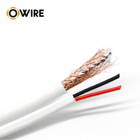 Système de câbles Owire, récepteur satellite TV, câble coaxial RG59 CCTV avec fil d'alimentation