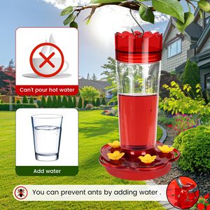 Mangiatoie per Colibrì in Plastica da Esterno, Appendibili, Anti-Anti-Ape, Rosse, con 5 Porte di Alimentazione e Posatoi - Product Image 5