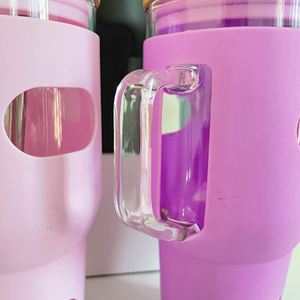 Meilleure vente : Tasse à eau pour voiture 32 oz, de voyage, avec poignée et paille, manchon en silicone, en verre, pour thé - Product Image 4