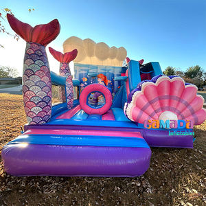 Modèle 3D Combo Château gonflable géant Perle de l'océan, Château de saut pour enfants sirène avec toboggan - Product Image 1