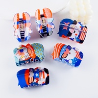 Pince à cheveux requin personnalisable avec logo, série de personnages de dessins animés Fête de l'Indépendance, accessoire pour chignon femme