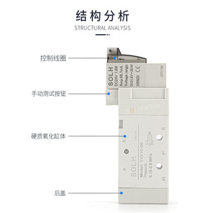 Vanne de commande solénoïde pneumatique à haute fréquence, 2 positions, 5 voies, modèle 5V210/220/230C/230E/230P - Product Image 5